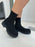 Monica - Black Flyknit Sock Chunky Sole Ankle Boots