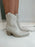 Miley - Cream Short Ankle Faux Leather Heeled Cow Boy Boots