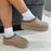 Robin - Beige Chunky Aztec Faux Suede Detail Platform Sole Faux Fur Lining Slipper Boots