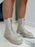 Prescott - Cream Faux Leather With Suede Zip Up Boots