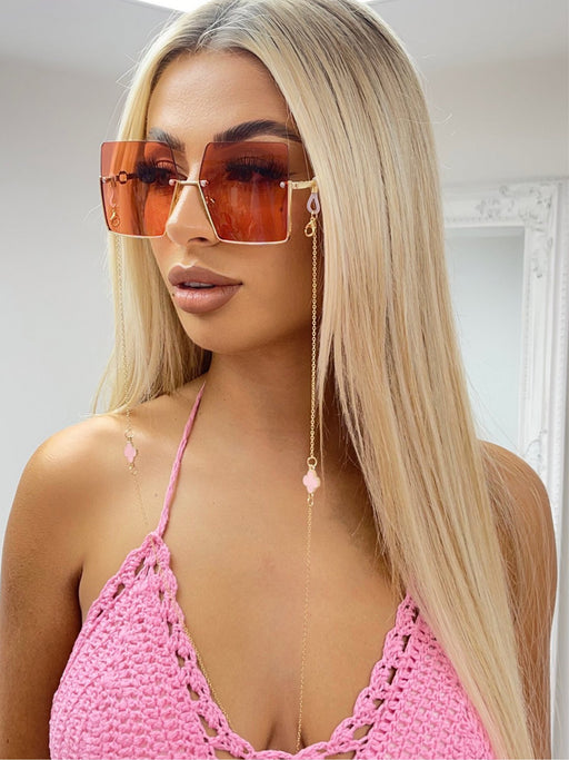 Clover Sunglasses and Chain in Pink