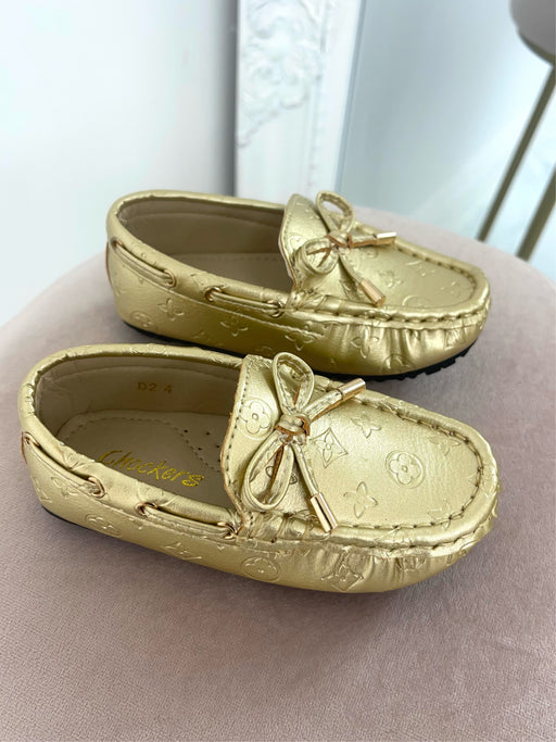 Baby Paige -  Gold Embossed Driving Loafers