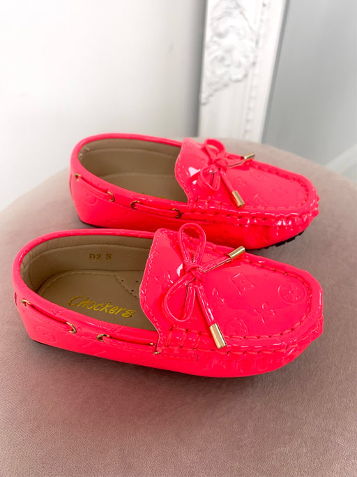 Baby Paige -  Pink Embossed Driving Loafers