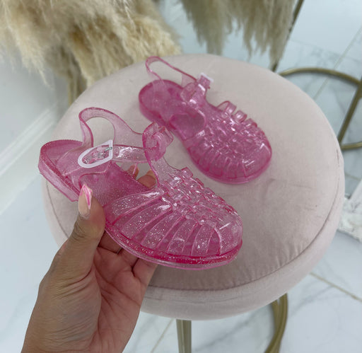 Baby Bella -  Pink Glitter Kids Jelly Strap On Sandals