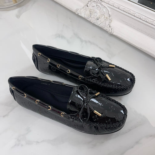 Paige - Black Patent Embossed Driving Loafer