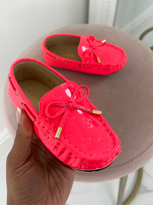 Baby Paige -  Pink Embossed Driving Loafers
