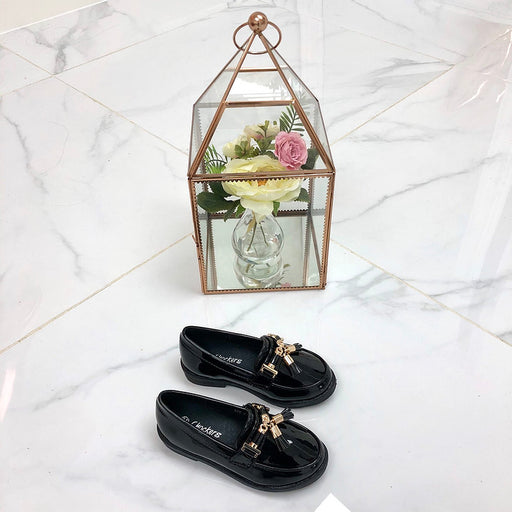 Baby Darcey - Black Patent with Gold Tassle Detail Flat Loafer