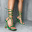 Stunt - Green Knot Detail Tie-up Pyramid Square-Toe Heels