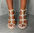 Roxanne - White Strappy with Gold Stud Detail Block Heels