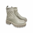Josie - Cream Faux Leather with Quilted Fly Knit Chunky Sole Ankle Boots