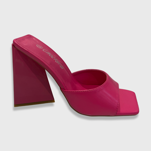 Cassie - Pink Mule Triangle Block Heels