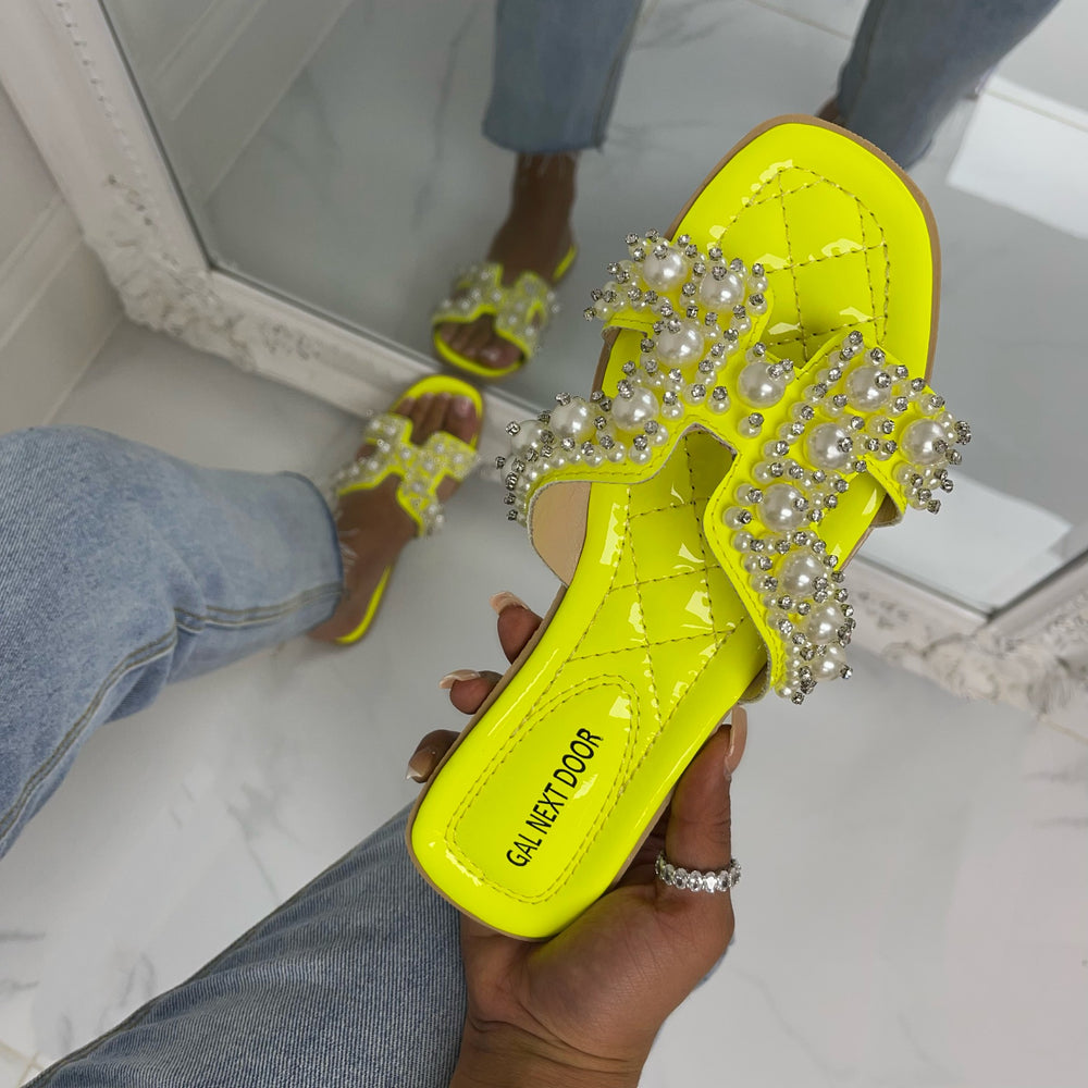 Maya - Silver Crystal Detail H Style Slider Sandal — Gal Next Door